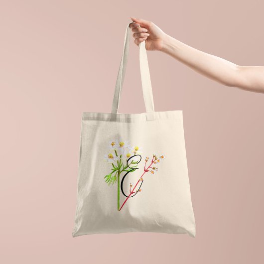 Witte wilde bloemen in waterverf met initiaal 1 ka tote bag