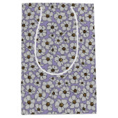 Witte wilde bloemen op lavendel medium cadeauzakje (Voorkant)