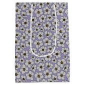 Witte wilde bloemen op lavendel medium cadeauzakje (Achterkant)
