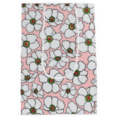 Witte wilde bloemen op roze medium cadeauzakje (Achterkant)
