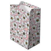 Witte wilde bloemen op roze medium cadeauzakje (Achterkant Gekanteld)