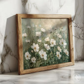 Witte Wilde Bloemen Schilderen Spring Meadow Poster