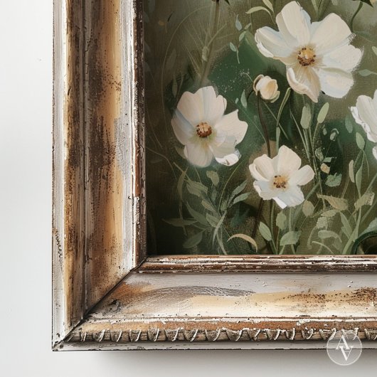 Witte Wilde Bloemen Schilderen Spring Meadow Poster