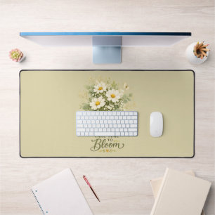 Witte wilde bloemenboeket bureaumat