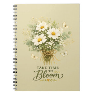 Witte wilde bloemenboeket notitieboek