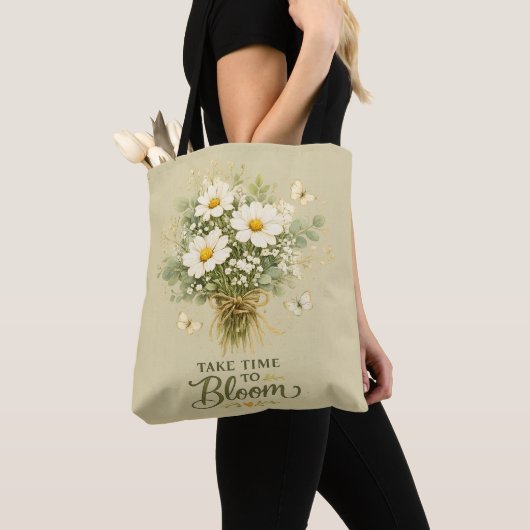 Witte wilde bloemenboeket tote bag (Dichtbij)