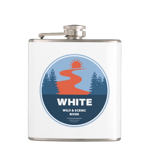 Witte wilde en Schilderachtig rivier Oregon Heupfles (Voorkant)