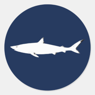 witte wilde haai ronde sticker