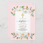 Witte wilde hond roos blush roze bloemendoop kaart (Voorkant / Achterkant)