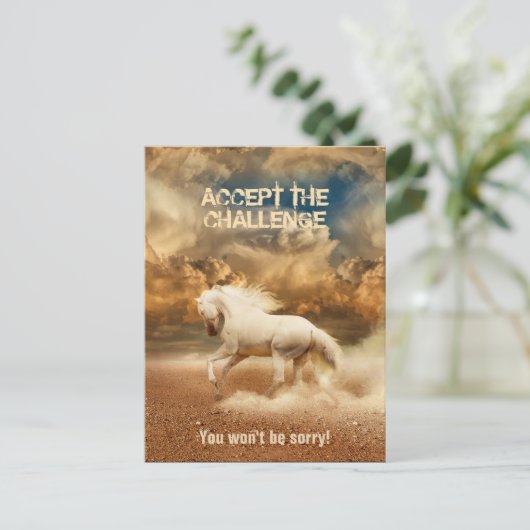 Witte wilde paarden die de woestijn passeren - Inz Briefkaart (Staand voorkant)