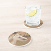 Witte wilde paarden zandsteen onderzetter (Zijkant)