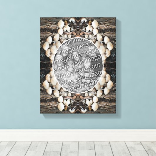 Witte wilde paddenstoelen Creëer Uw eigen foto Canvas Afdruk (Insitu (Houten vloer))