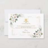 Witte Wilde Rozen Goud Eerste Heilige Communie Bedankkaart (Voorkant)