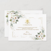 Witte Wilde Rozen Goud Eerste Heilige Communie Bedankkaart (Voorkant / Achterkant)