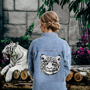 Witte wilde tijger denim jacket