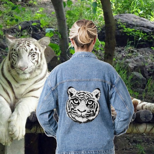 Witte wilde tijger denim jacket