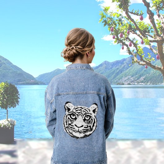 Witte wilde tijger denim jacket