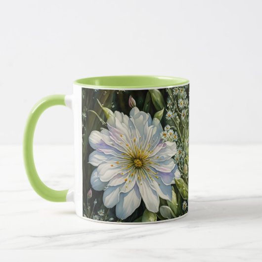 Witte Wildflower Bloemen Tuin Art Cup Mok (Links)