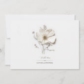 Witte Wildflower Horizontale Elegante Huwelijk Kaart (Voorkant)