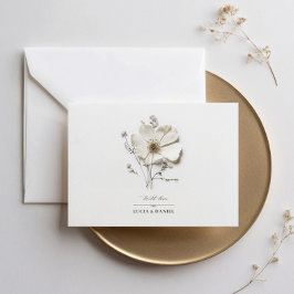 Witte Wildflower Horizontale Elegante Huwelijk Kaart