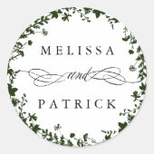 Witte Wildflower krans silhouet bruiloft groen Ronde Sticker (Voorkant)