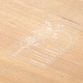 Witte Wildflower Moderne Minimalistische Boog Wedd Acryl Uitnodigingen (Laagn)