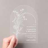 Witte Wildflower Moderne Minimalistische Boog Wedd Acryl Uitnodigingen (Insitu (Draagbaar))