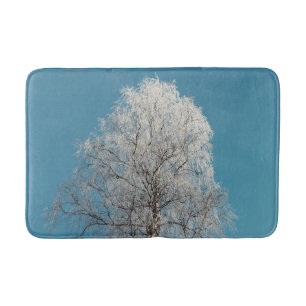 Witte Wilgenboom Tegen Wolkenloze Blauwe Lucht Badmat