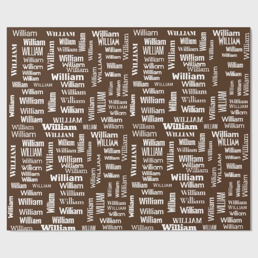 Witte WILLIAM naam op Brown Cadeaupapier (Vlak)