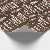 Witte WILLIAM naam op Brown Cadeaupapier (Hoek)