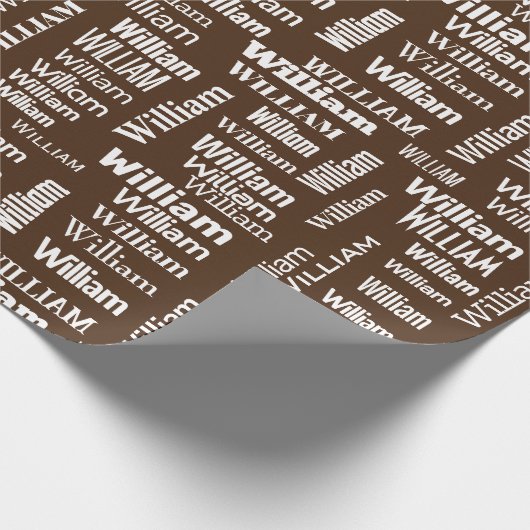 Witte WILLIAM naam op Brown Cadeaupapier (Hoek)