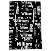 Witte WILLIAM naam op zwart Medium Cadeauzakje (Voorkant)