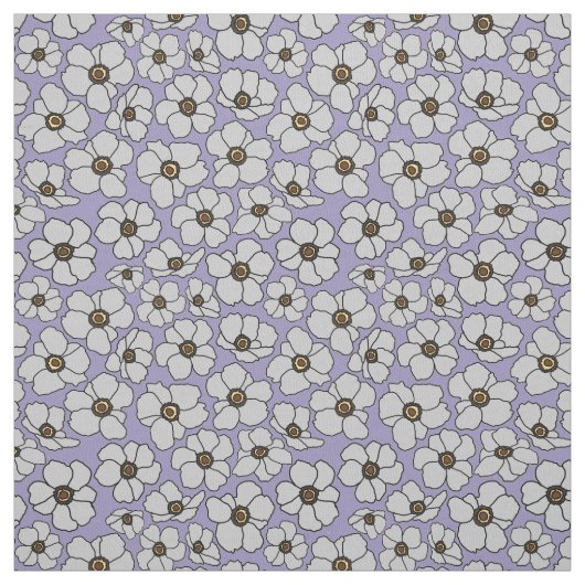 Witte Windflower Anemonen Op Lavendel Stof (Swatch)