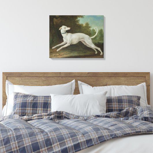 Witte windhond (door Jean-Baptiste Oudry) Canvas Afdruk (Insitu (Slaapkamer))