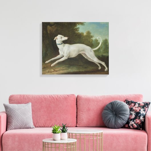 Witte windhond (door Jean-Baptiste Oudry) Canvas Afdruk (Insitu (Woonkamer))