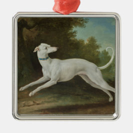 Witte windhond (door Jean-Baptiste Oudry) Metalen Ornament
