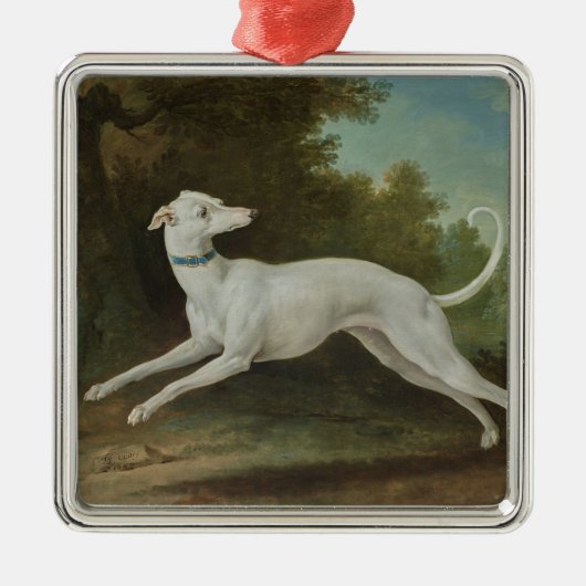 Witte windhond (door Jean-Baptiste Oudry) Metalen Ornament (Voorkant)