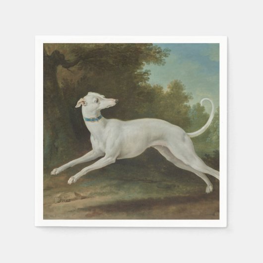 Witte windhond (door Jean-Baptiste Oudry) Servet (Voorkant)