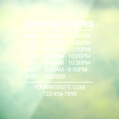 Witte winkeluren Onderteken Website Telefoon Venst Raamsticker (Vel 3)