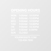 Witte winkeluren Onderteken Website Telefoon Venst Raamsticker (Vel)