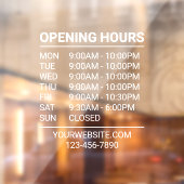 Witte winkeluren Onderteken Website Telefoon Venst Raamsticker (Vel 2)