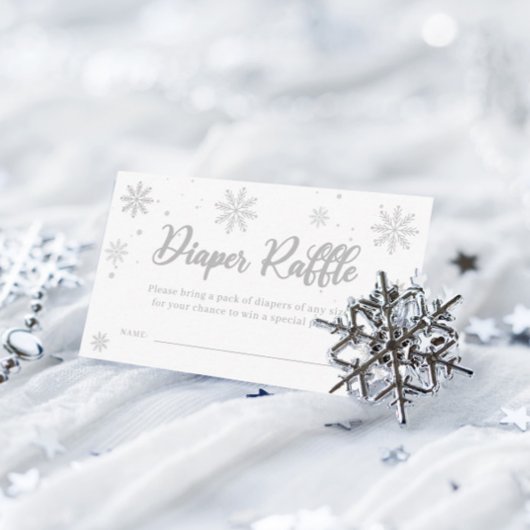 Witte Winter Baby shower Luier Raffle Informatiekaartje