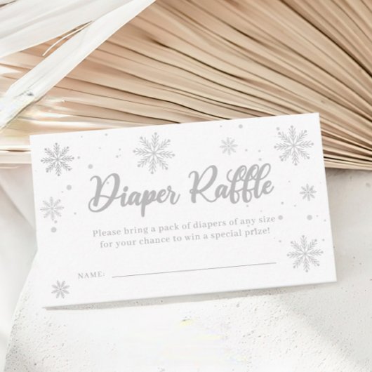 Witte Winter Baby shower Luier Raffle Informatiekaartje