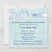 Witte Winter Blauwe Sneeuwvlokken Baby Jongen Douc Kaart (Achterkant)