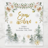 Witte Winter Bloem Kerst Wijnfles Etiket (Enkel label)