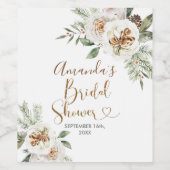 Witte Winter Bloem Kerst Wijnfles Label Wijn Etiket (Enkel label)