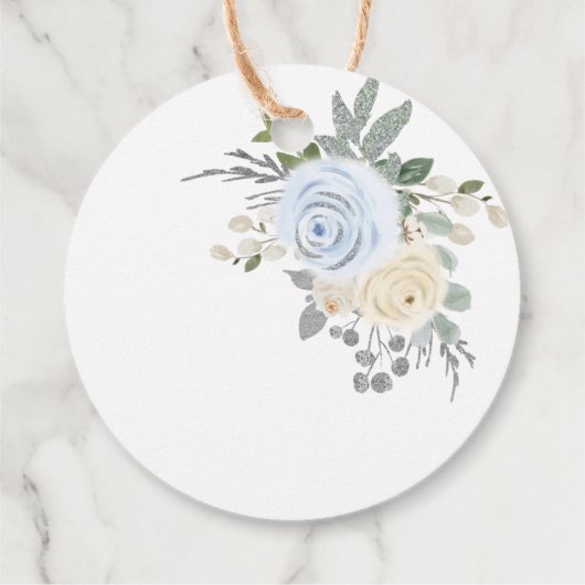 Witte Winter Bloem Sneeuwvlok Bruidsfeest Bedankjes Labels (Achterkant)