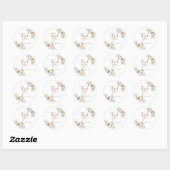 Witte Winter Bloemachtige Bruiloftsborrel Ronde Sticker (Vel)