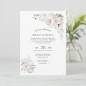 Witte Winter Bloemen bruiloft receptie Kaart (Staand voorkant)