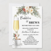 Witte Winter Bloemen Bubbles & Brews Coffee Bruilo Kaart (Voorkant)